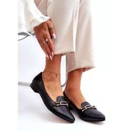 Zazoo 2885 Dámské kožené baleríny s dekorací černou černá 1