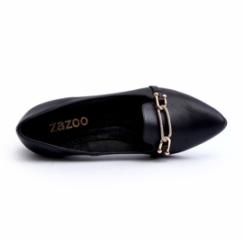 Zazoo 2885 Dámské kožené baleríny s dekorací černou černý 3