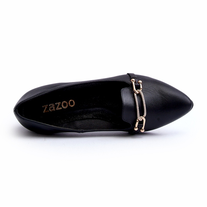 Zazoo 2885 Dámské kožené baleríny s dekorací černou černý 3