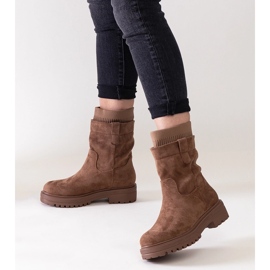 Hnědé nazouvací kotníkové boty s ponožkou Ralia hnědý 1