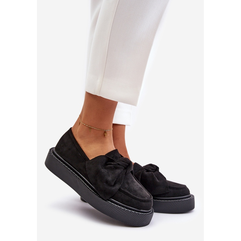 Dámské mokasíny Na Platformě S Mašlí, Černá Naivina 1