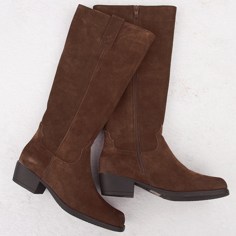 Hnědé kožené dámské kovbojské boty Sergio Leone KZ268 hnědý 2