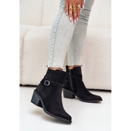 Černé kovbojské boty na vysokém podpatku Glamer se špičatou špičkou, zateplené, na zip černá 2