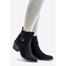 Černé kovbojské boty na vysokém podpatku Glamer se špičatou špičkou, zateplené, na zip černá 1