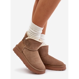 Kožené semišové sněhule s kožíškem Vinceza 97951 Béžová béžový 1