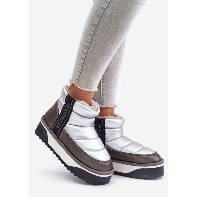 Nízké boty do sněhu se silnou podrážkou D.Franklin DFSH371010 Silver šedá 1