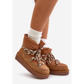 Dámské semišové sněhule se silným šněrováním D.Franklin DFSH375003 hnědé hnědý 1