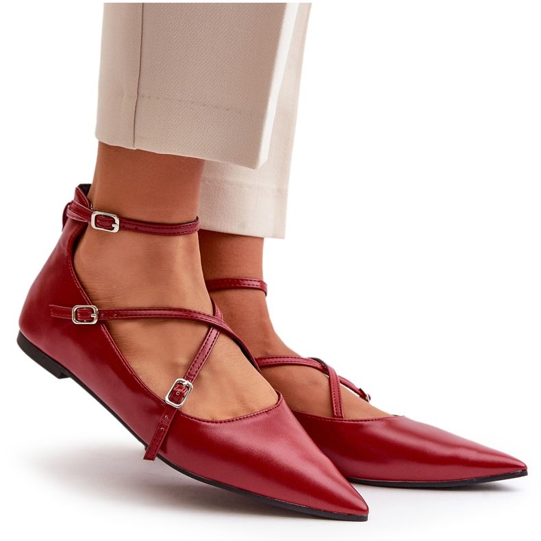 STEPHAN Dámské baleríny s vínem červený 3