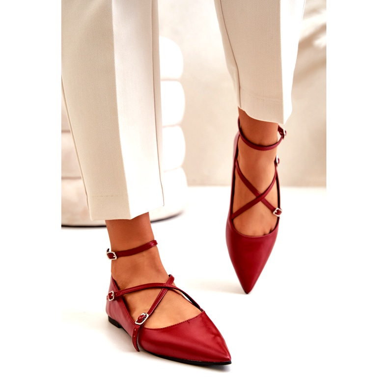 STEPHAN Dámské baleríny s vínem červené 1