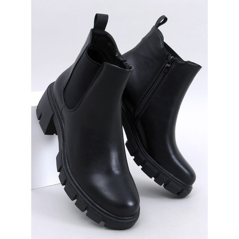 Ledeck Black Pu Chelsea boty na širokých podpatcích černý 1