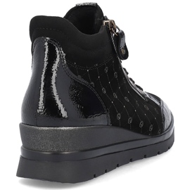 Rieker Dámské kožené logované a lakované kotníkové boty Remonte R0773-04 černá 2