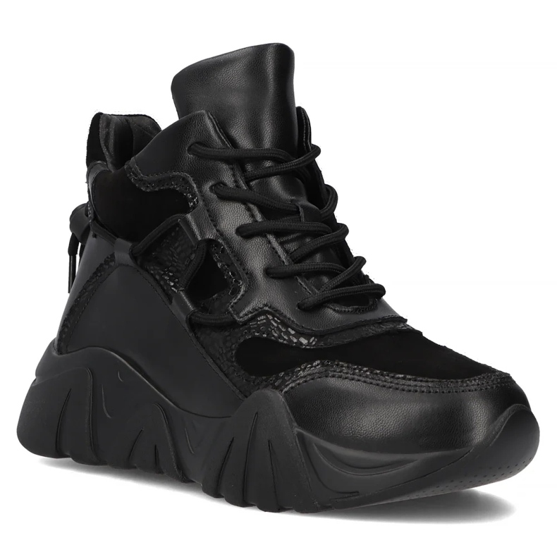 Kožené boty na platformě Filippo DBT6367/24 Bk, černé černá 1