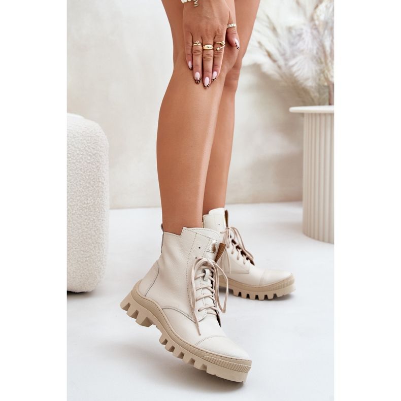 Dámské boty Zazoo 2831 vyrobené z přírodní kůže, světle béžová béžový 2