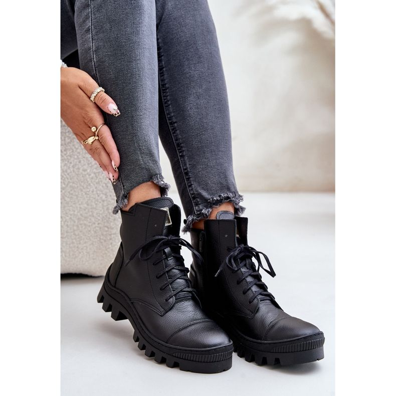 Dámské boty Zazoo 2831 vyrobené z přírodní kůže, černé černá 2