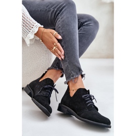 Zazoo 2959 Semišové šněrovací boty Oxfords s plochými podpatky černé černá 8