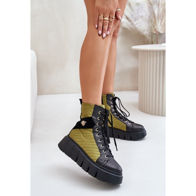 Kožené kotníkové boty na platformě Maciejka 06751-01 Černá 2