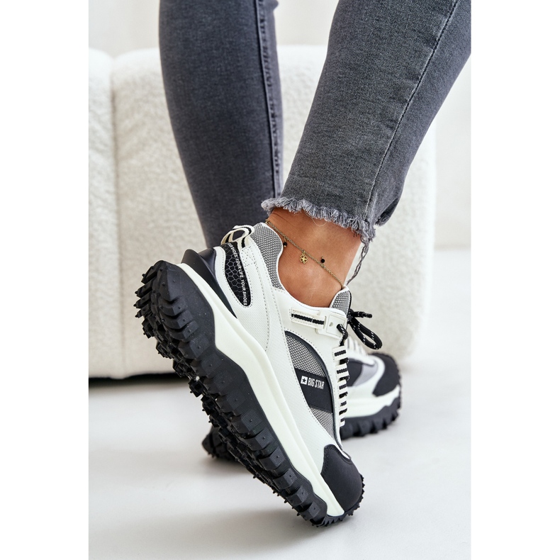 Dámské kožené tenisky na platformě Big Star OO274A220 HI-POLY System bílá a černá bílý 2