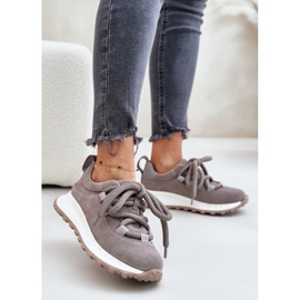 Dámské semišové tenisky se silným šněrováním Artiker 54C1465 šedá 2