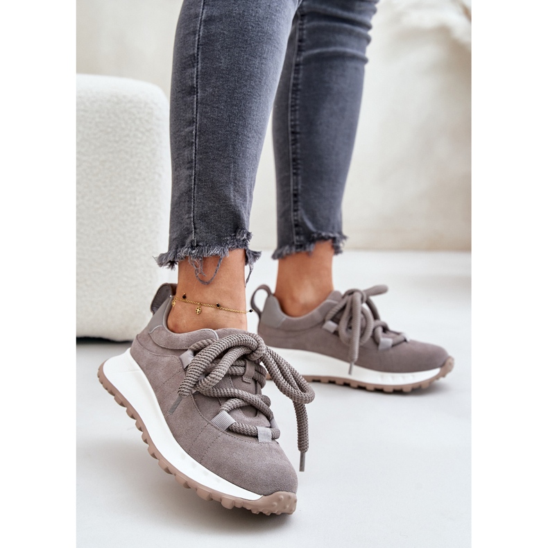 Dámské semišové tenisky se silným šněrováním Artiker 54C1465 šedá 2