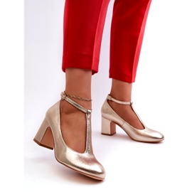 Mascara Dámská čerpadla s ekologickou teprou na zlatém metalickém sloupku zlatý 3