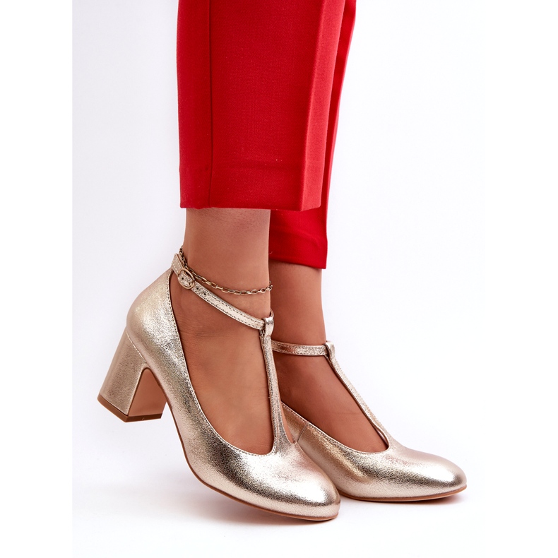 Mascara Dámská čerpadla s ekologickou teprou na zlatém metalickém sloupku zlatý 2