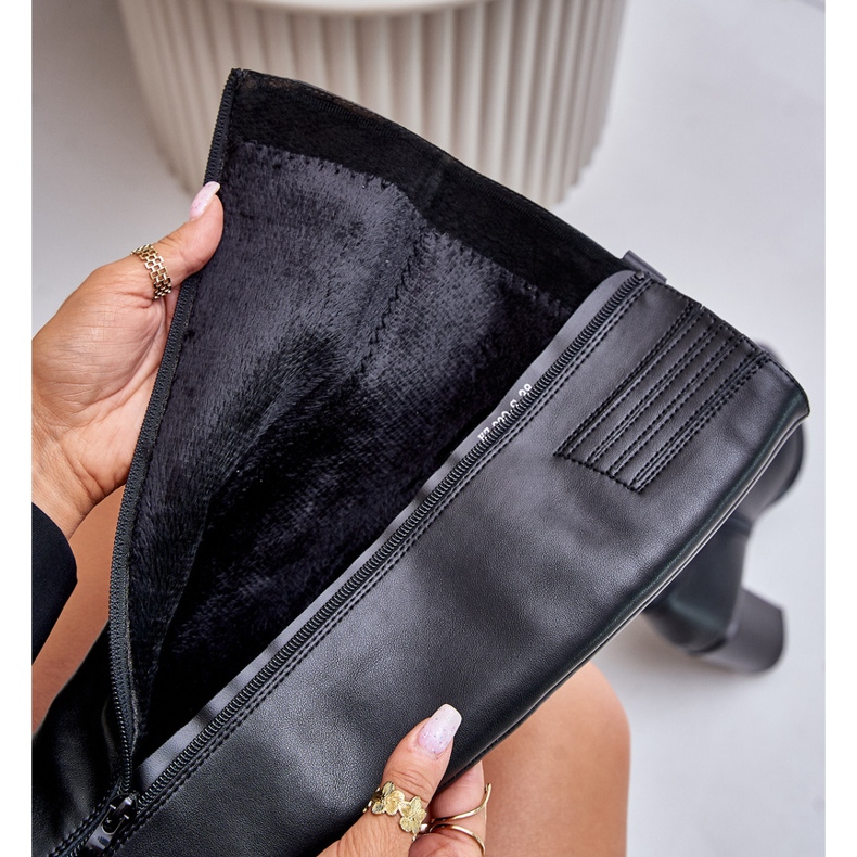 Sergio Leone KZ230-S kožené zateplené vysoké podpatky, černé černá 2