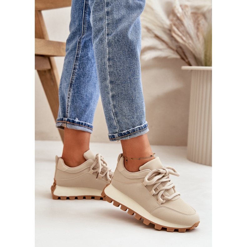 Sportovní obuv: Tenisky na platformě z ekokůže, béžová béžový 3