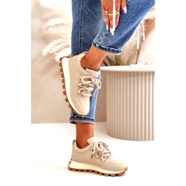 Sportovní obuv: Tenisky na platformě z ekokůže, béžová béžový 4