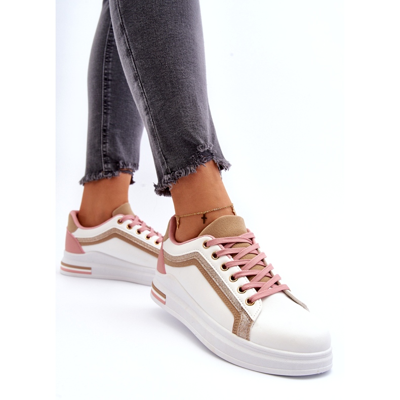 Dámské sportovní se vplíží s béžovým třpytem bílý 5