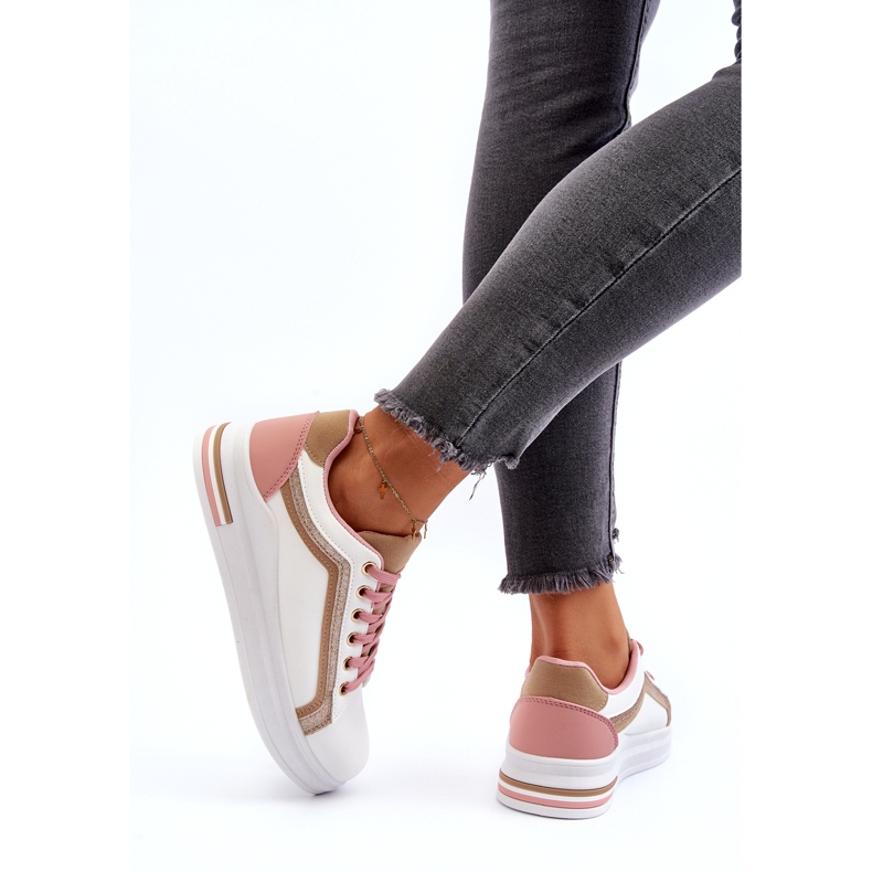 Dámské sportovní se vplíží s béžovým třpytem bílý 6