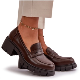 Cm Paris Dámské boty na nízkém podpatku vyrobené z eko kůže, tmavě hnědá hnědý 8