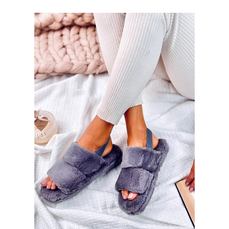 Dámské pantofle Rhodes Grey s gumičkou šedá 1 Dámské pantofle Rhodes Grey s gumičkou šedá 1