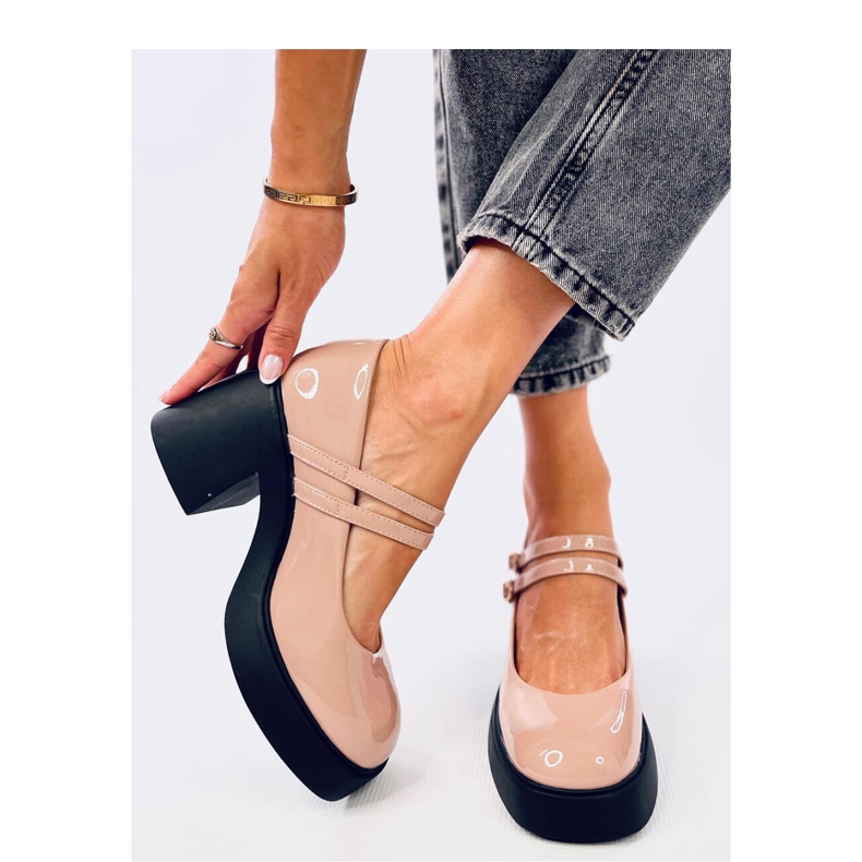 Lorai Khaki lodičky na širokém podpatku - Inello béžový 1