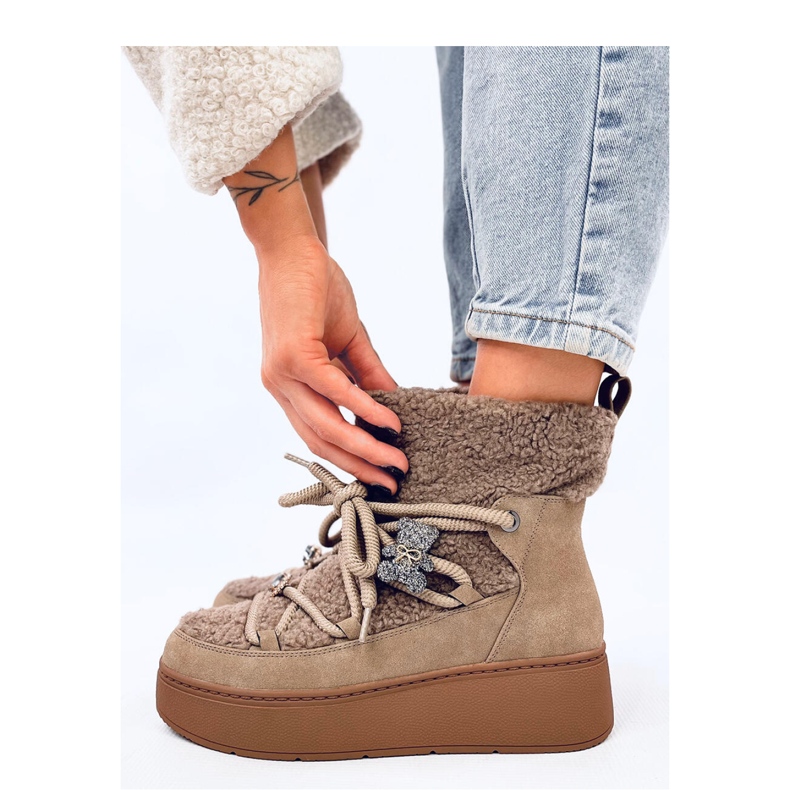 Khaki sněhule se shearlingem hnědý 1