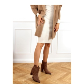 Klasické tmavě béžové kotníkové boty na vysokém podpatku RB106P Khaki - Inello béžový 2