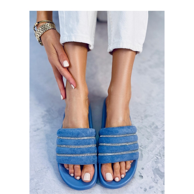 Štrasové skluzavky Lynne Blue modrý 1