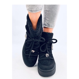 Černé boty do sněhu z ovčí kůže černá 2