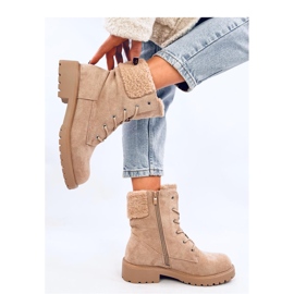 Béžové šněrovací kotníkové boty béžový 2