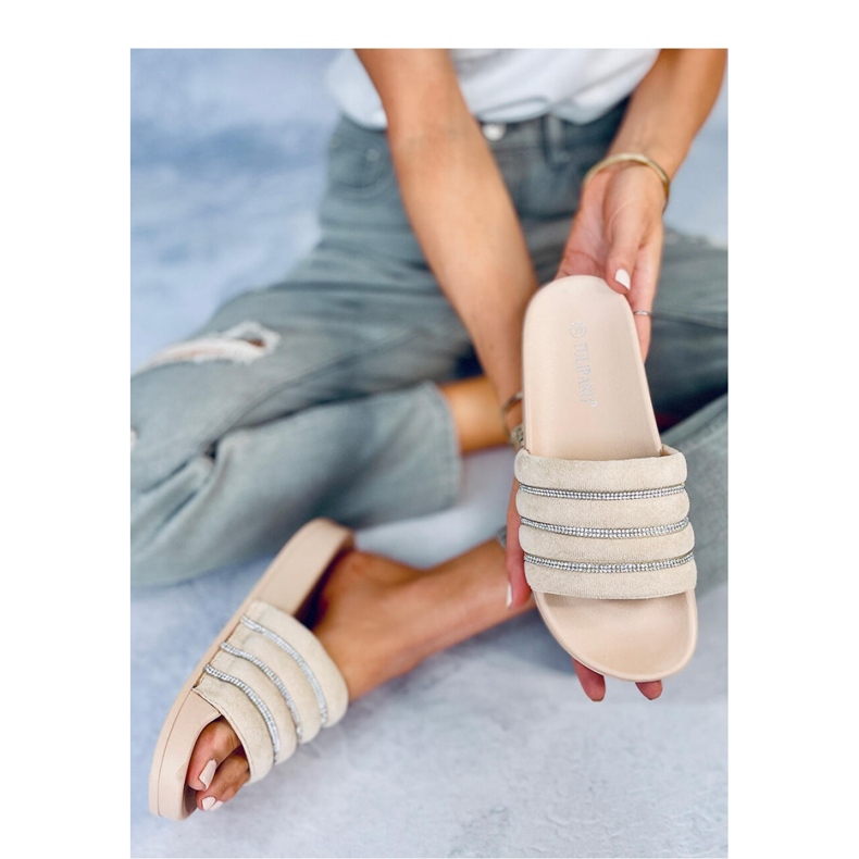 Béžové štrasové žabky béžový 1