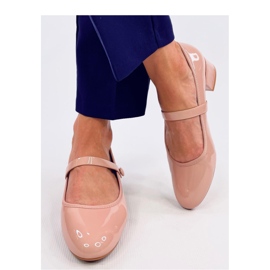 Nahé lakované balerínky na vysokém podpatku béžový 2 Nahé lakované balerínky na vysokém podpatku béžový 2