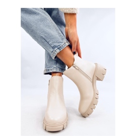 Chelsea kozačky na širokém podpatku Ledeck Beige Pu - Inello béžový 2