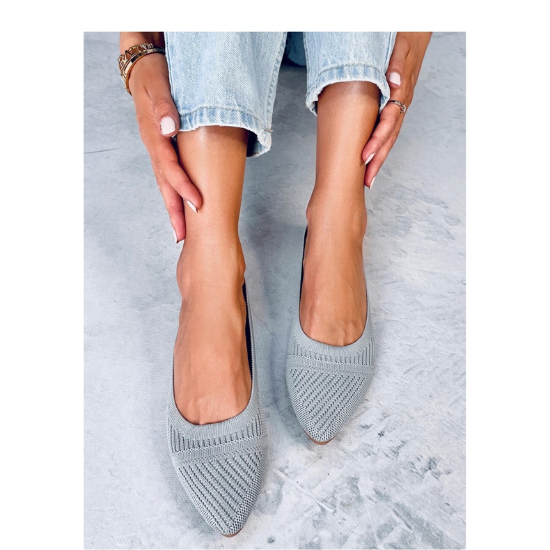 Šedé tkané balerínky šedá 1