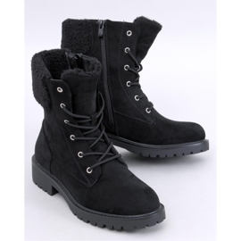 Barkoi Black šněrovací kotníkové boty s ovčí kůží - Inello černá 1