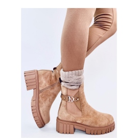 Béžové boty Chelsea na platformě béžový 2