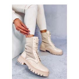 Kozačky s elastickým svrškem Cass Beige - Inello béžový 2