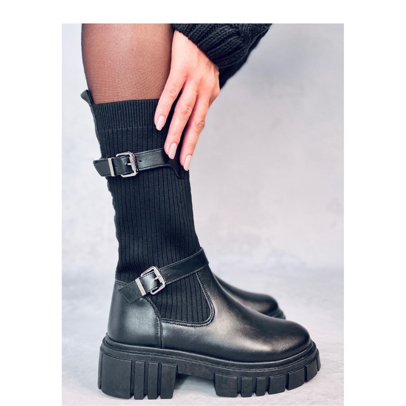 Kozačky s pružným svrškem Rhea Black - Inello černá 2