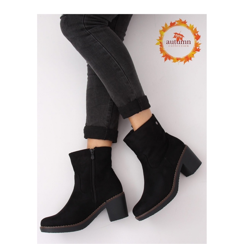 Černé gumové kozačky na vysokém podpatku 8B852 Black - Inello černý 2
