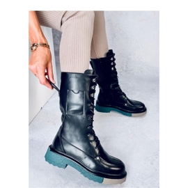 Kozačky s barevnou podrážkou černý 2