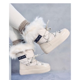 Béžové kožešinové sněhule béžový 1