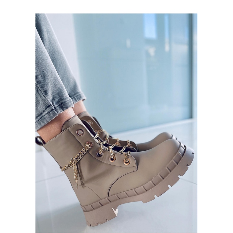 Lohan Apricot šněrovací kotníkové boty - Inello béžový 2